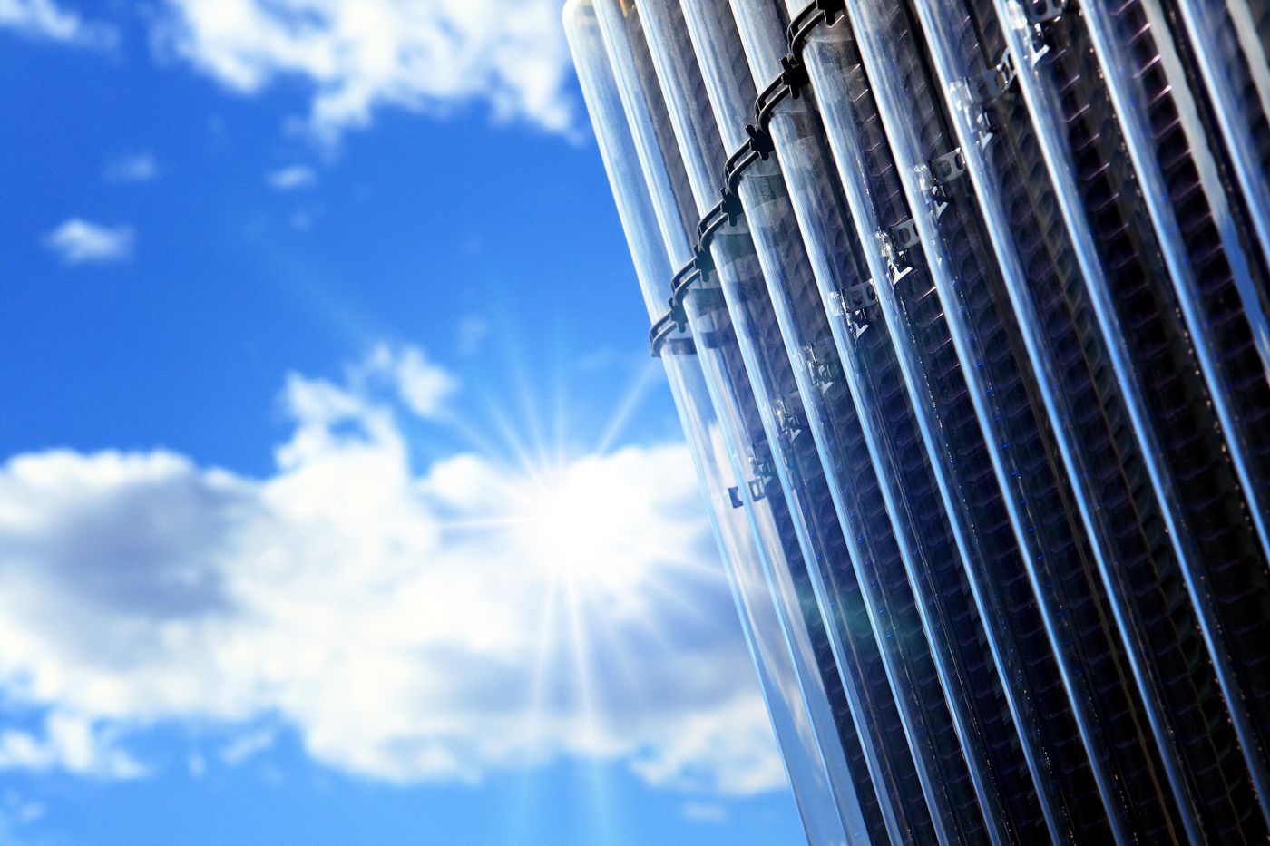 thermal solar pipe under empty with sun